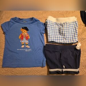Polo by Ralph Lauren Blue Bear Graphic Tee And Shorts Size 3